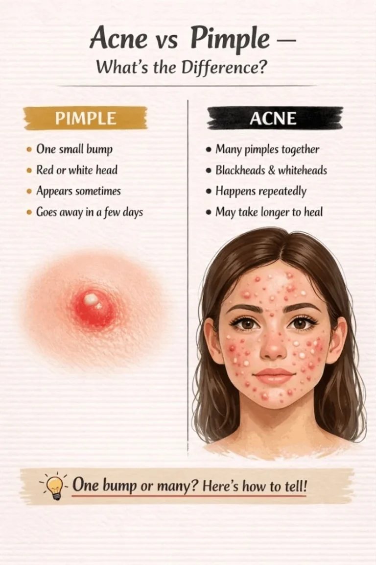 Acne vs pimples comparison showing the difference between a single pimple and acne, explained by Dr. Tanveer Fatima at ACE Skin and Hair Clinic, Roorkee.